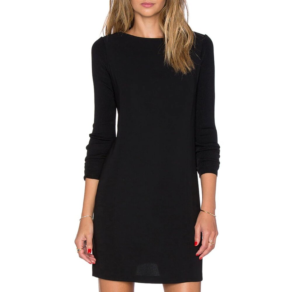 Vince Long Sleeve Laser Cut Dress in Black Size 6